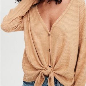 American Eagle Outfitters Plush Waffle Knot Top